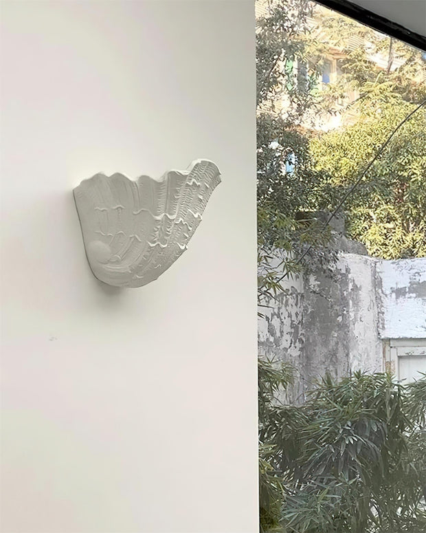 Wall Lamp Shell Plaster Handcrafted Seashell Shape Artistic