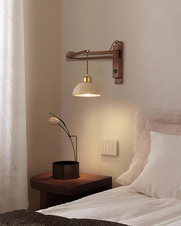 Wall Lamp with Travertine Cylinder Shade for Minimalist Ambiance