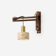 Wall Lamp with Travertine Cylinder Shade for Minimalist Ambiance