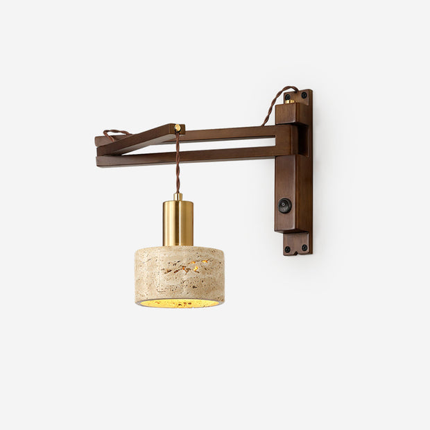 Wall Lamp with Travertine Cylinder Shade for Minimalist Ambiance