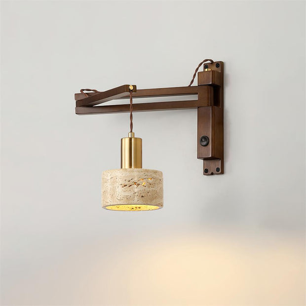 Wall Lamp with Travertine Cylinder Shade for Minimalist Ambiance
