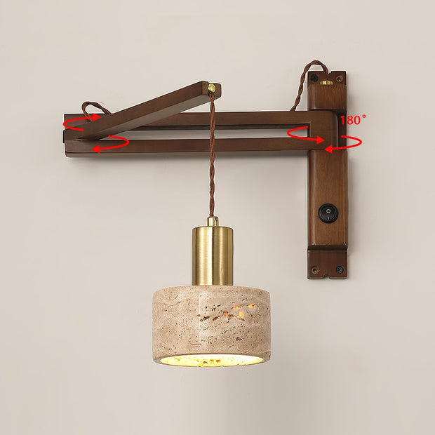 Wall Lamp with Travertine Cylinder Shade for Minimalist Ambiance