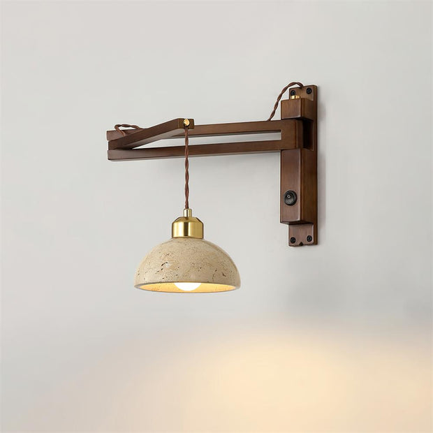 Wall Lamp with Travertine Cylinder Shade for Minimalist Ambiance