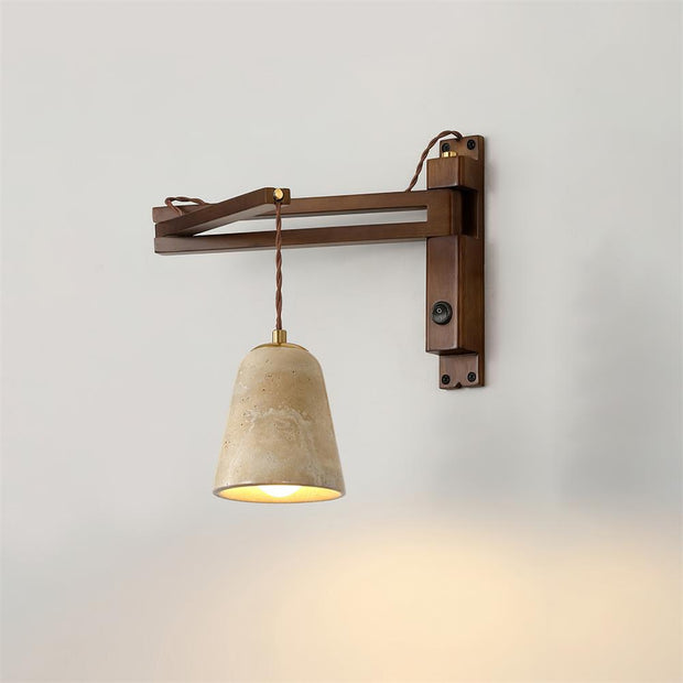 Wall Lamp with Travertine Cylinder Shade for Minimalist Ambiance