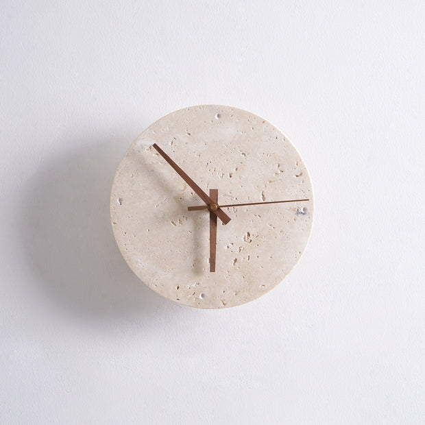 Wall Lamp Travertine Clock with Modern Minimalist Style Natural