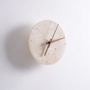 Wall Lamp Travertine Clock with Modern Minimalist Style Natural