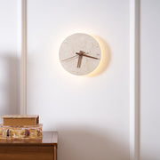 Wall Lamp Travertine Clock with Modern Minimalist Style Natural