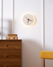 Wall Lamp Travertine Clock with Modern Minimalist Style Natural
