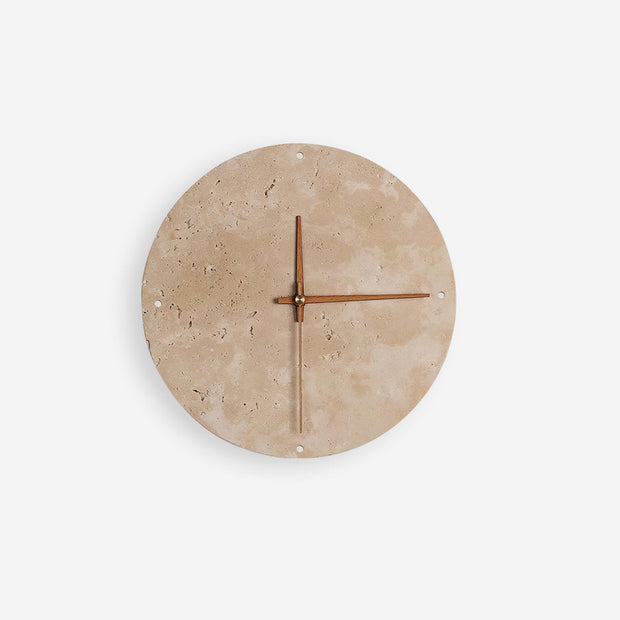 Wall Lamp Travertine Clock with Modern Minimalist Style Natural