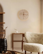 Wall Lamp Travertine Clock with Modern Minimalist Style Natural