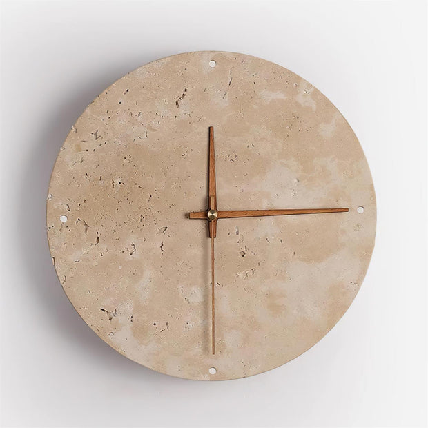Wall Lamp Travertine Clock with Modern Minimalist Style Natural