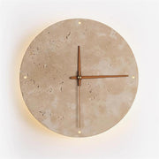 Wall Lamp Travertine Clock with Modern Minimalist Style Natural