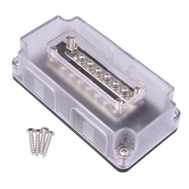 2*6 Way M4 Distribution Box with Clear Lid 300A 48VDC